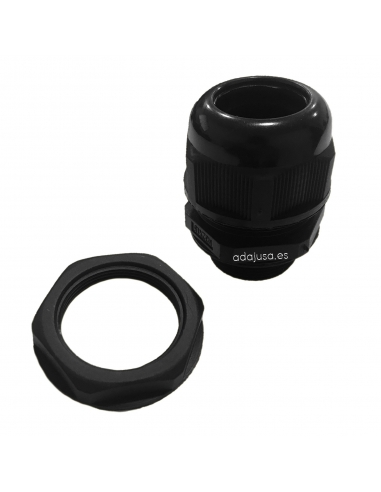 Black polyamide M16 cable glands with nut