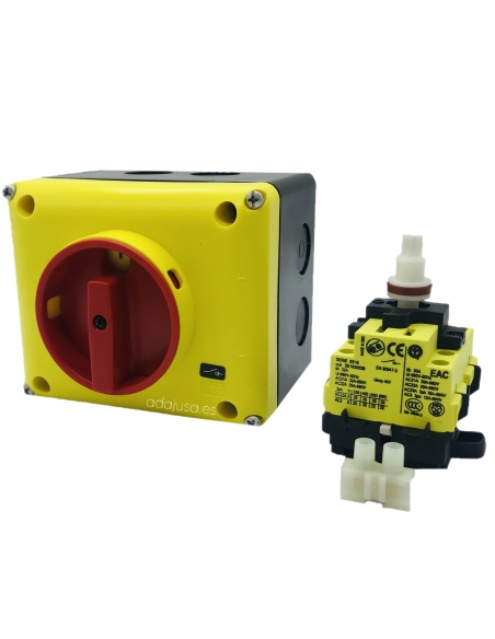 Box with three-phase switch 32A (3 poles) yellow-red - Giovenzana