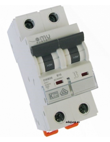 MCB circuit breaker 2 poles 10A OMU adajusa OMB06210C