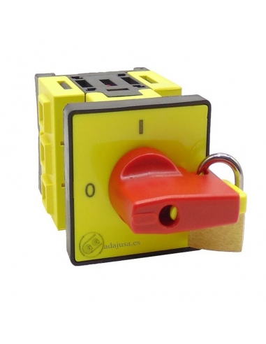 Interruptor seccionador 3 polos 32A completo 48x48 amarillo maneta roja con bloqueo serie SQ Giovenzana
