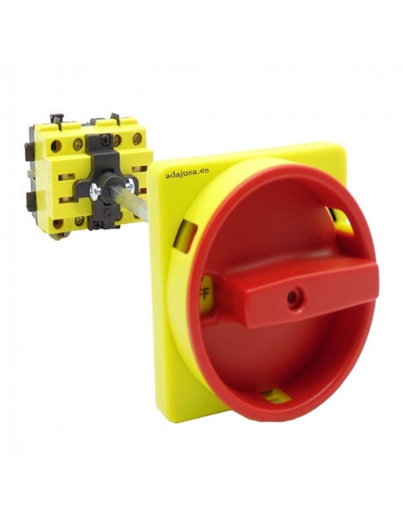 Red three-phase switch disconnector 100A cabinet bottom shaft 185mm - Giovenzana