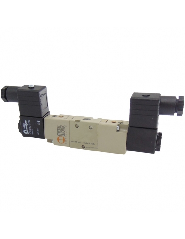 Solenoid valve 1/8 5 way 3 positions assisted exhaust centers with coil - Metal Work - ADAJUSA