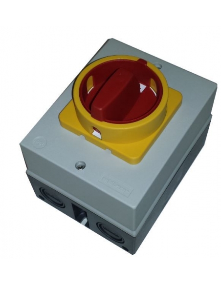 Box with three-phase switch 40A yellow-red control
