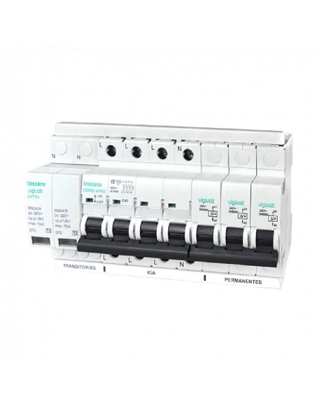 Transienter und permanenter Überspannungsschutz + IGA 4x20A 10kA Vigivolt toscano Adajusa