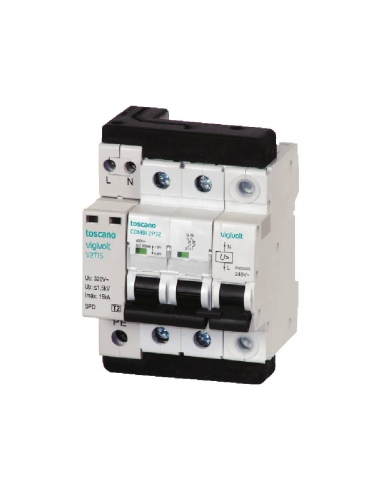 Transient and permanent surge protector + IGA 2x63A 10kA biphasic Vigivolt toscano Adajusa