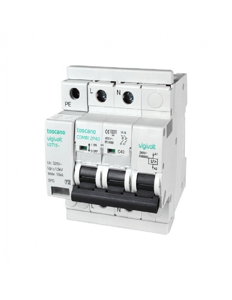 Transienter und permanenter Überspannungsschutz + IGA 2x20A 10kA Vigivolt toscano Adajusa