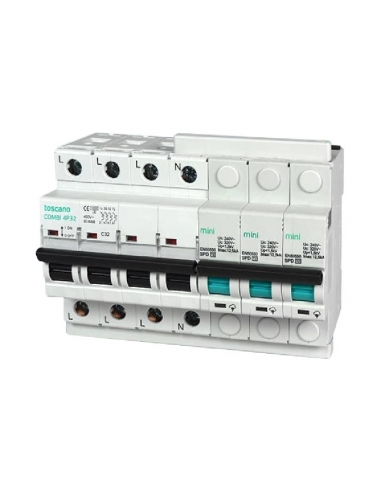 Compact transient and permanent surge protector + IGA 4x40A 10kA Vigivolt toscano Adajusa