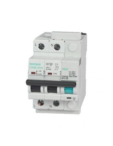 Compact transient and permanent surge protector + IGA 2x40A 10kA Vigivolt toscano Adajusa