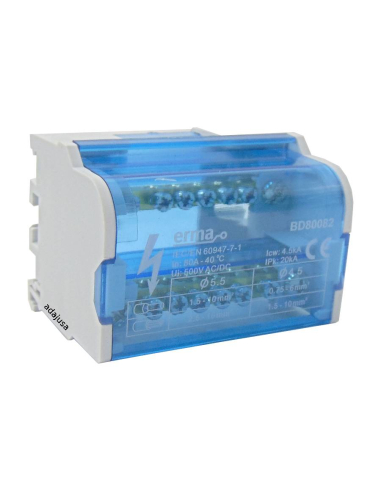 Bipolar connection distributor 8 outputs 80A Adajusa