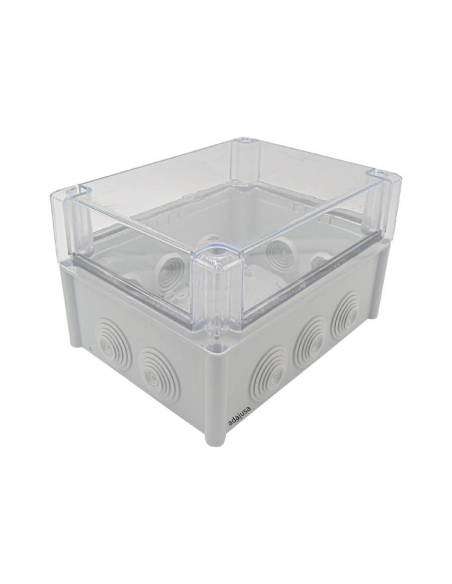200x155x125mm thermoplastic box with cones and high transparent lid | ADAJUSA
