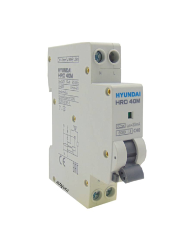 MCB circuit breaker Differential 16A 300mA Class A Narrow Profile - Hyundai Electric