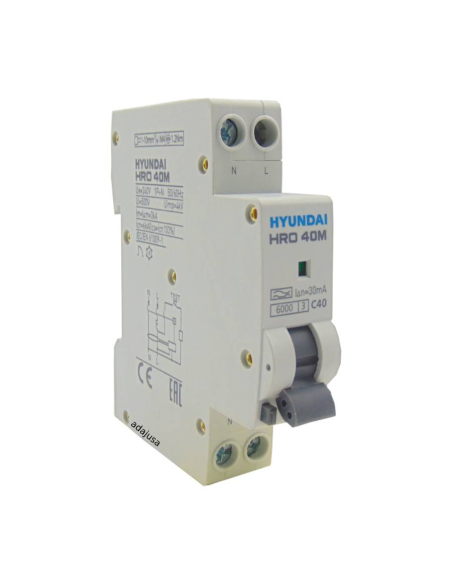MCB circuit breaker Differential 20A 30mA Class A Narrow Profile - Hyundai Electric