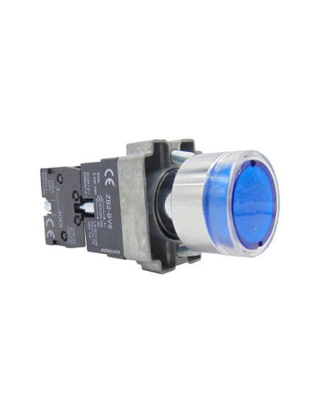 Blau leuchtender Metalldruckknopf Kontakt geschlossen (NC)
