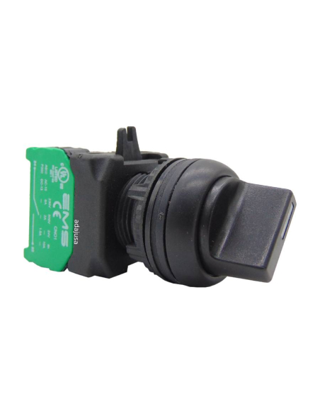 Black selector 2 positions open contact (NO) complete - EMS