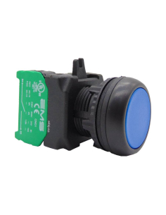 Blue push button open contact (NO) complete - EMS