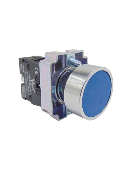 Blue metal pushbutton open contact (NO) complete