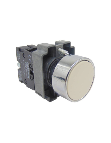 White metal pushbutton open contact (NO) complete