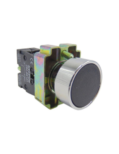 Metal pushbutton black open contact (NO) complete