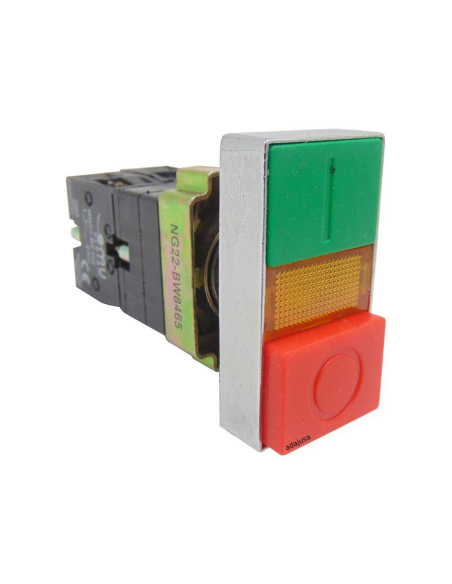 Double luminous metal pushbutton (March-Stop) 2 open and closed contacts (NA+NC) complete