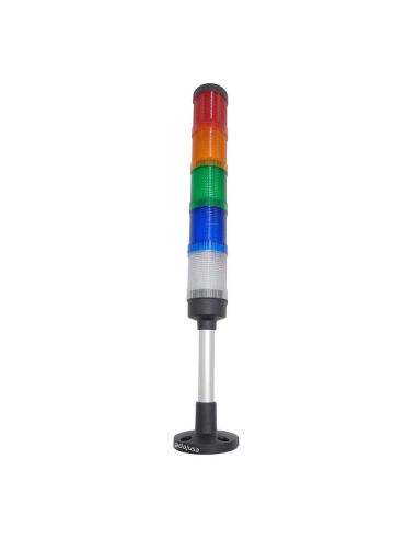 Columna de señalización LED rojo/ámbar/verde/azul/blanco 80dB 24V | ADAJUSA