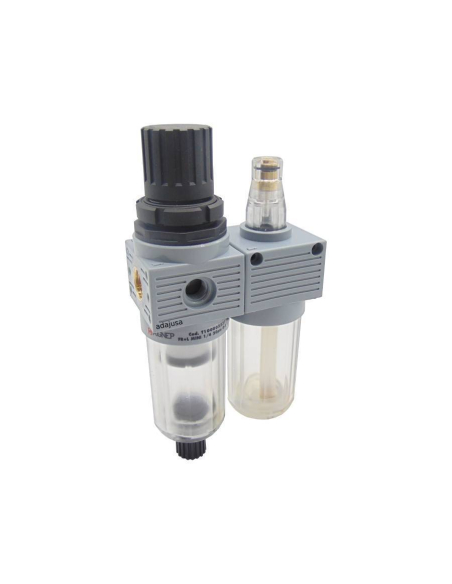 Pneumatic filtering group 1/8 regulation 0-8 bar semi-automatic purge FRL Mini series - Aignep