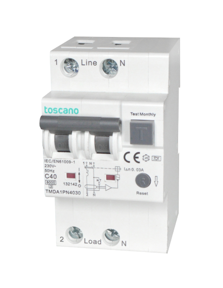 Differenzial Magnetothermisch 1P+N 63A 30mA Klasse A-SI - Toscano