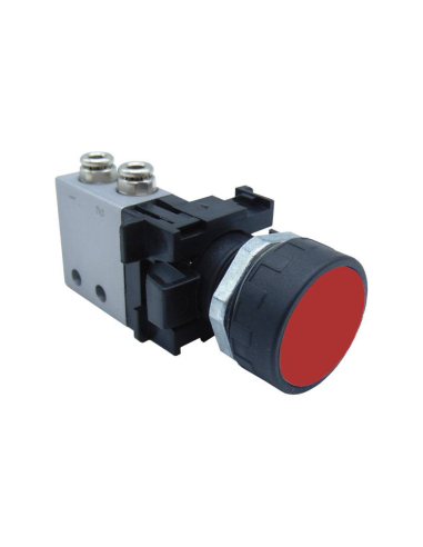 Pneumatic pushbutton black-white-red and Valve: 3/2 NO side fittings Ø 4 mm- Aignep