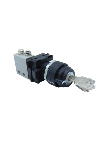 3-position key selector switch - extraction position 0 and strut valve: 3/2 NC side fittings Ø 4 mm - 3/2 NC side fittings Ø 4 m