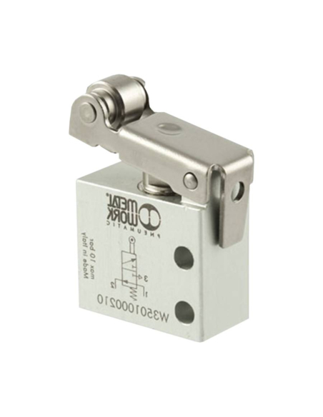 Limit Switch pneumatic roller 3/2 NO side fittings diameter M5 - Metal Work