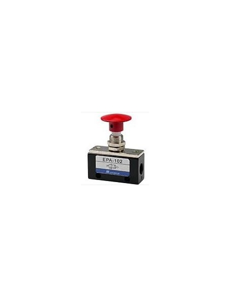 Red pneumatic pushbutton 1/8-3/2 NC - Mindman - ADAJUSA