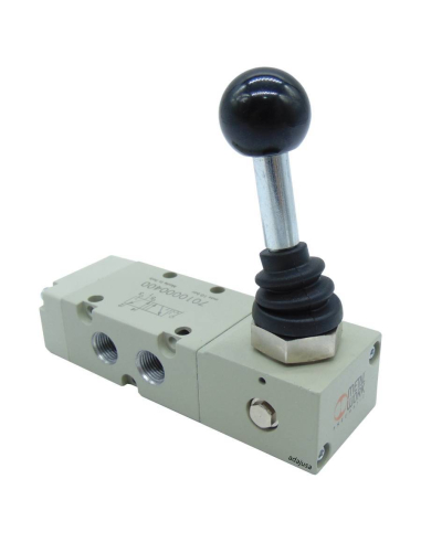 Manual lever valve 1/4 5/3 closed centers return spring lever 90 degrees - Metal Work