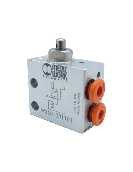 Emergency mushroom-head button with lock Valve: 3/2 NC side - Metal Work