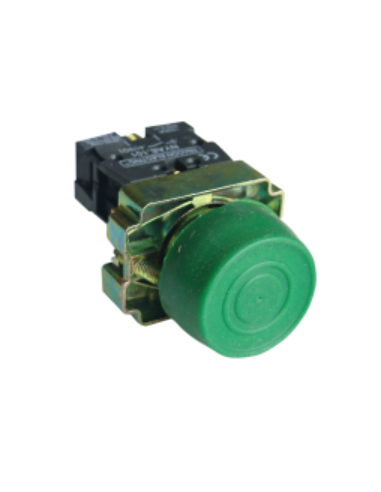 Metal pushbutton with green rubber cover full open contact (NO)
