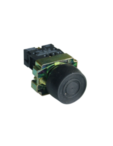 Metal pushbutton with black rubber cover full open contact (NO)