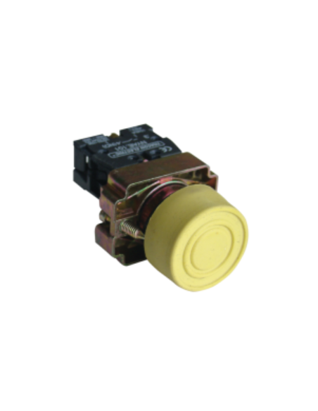 Metal pushbutton with yellow rubber cover full open contact (NO)