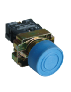 Metallischer elektrischer Drucktaster mit blauem Gummischutz 22 mm | ADAJUSA | Preis