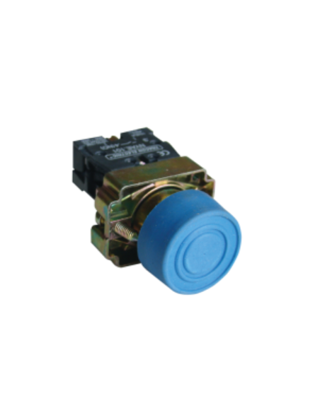 Metal push button with blue rubber cover full open contact (NO)