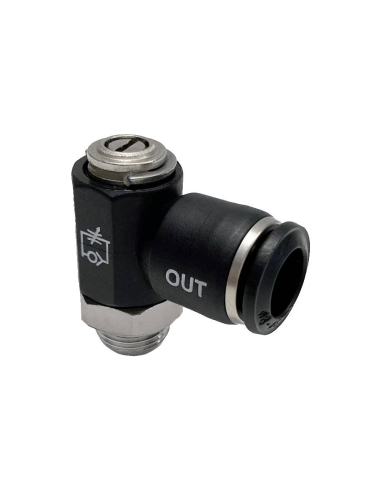 One-way adjustable Regulator with 1/4" tube diameter adjustment screw for technopolymer cylinder - Aignep