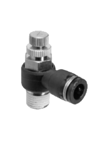 Flow Regulator 3/8 tube 10 unidirectional adjustable technopolymer