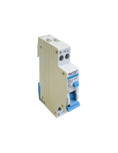 Differential MCB circuit breaker 16A 30mA Class AC narrow profile - Tracon