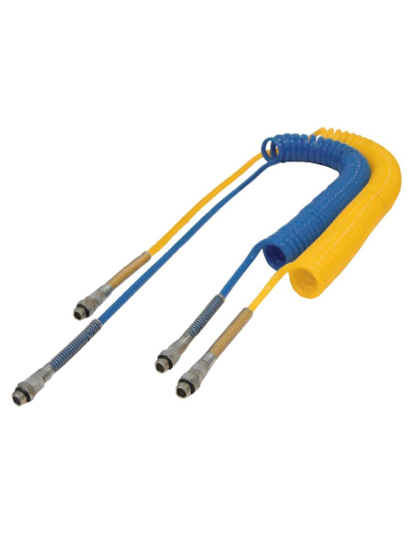 Spiral polyurethane tube 6.5x10mm 7.5m straight terminal with 1/4 fittings - Aignep
