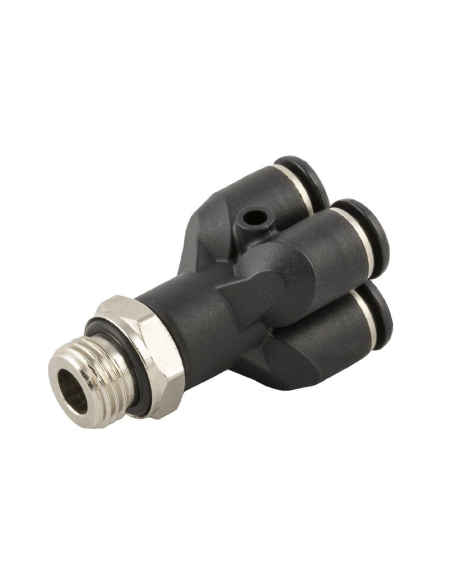 Doppel-Y-Fitting Einlass 1/4 und Auslass Durchmesser 6mm Serie 55000 - Aignep| ADAJUSA