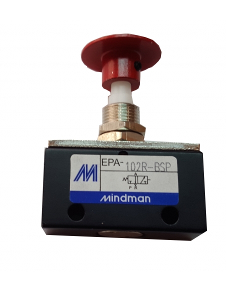 Red pneumatic pushbutton 1/8-3/2 NC - Mindman - ADAJUSA