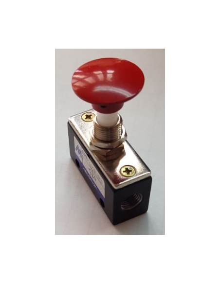 Red pneumatic pushbutton 1/8-3/2 NC - Mindman - ADAJUSA