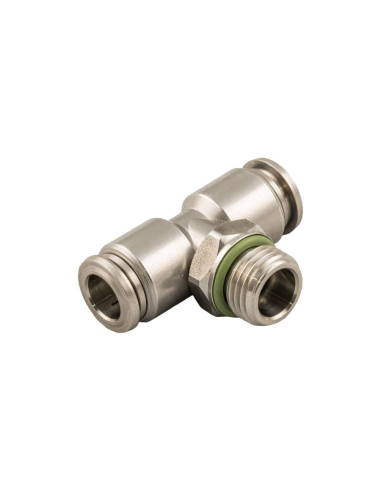 Verstellbarer T-Anschluss mit Zentralgewinde 3/8 12 mm Rohr mit INOX-Dichtung Serie 60000 - Aignep