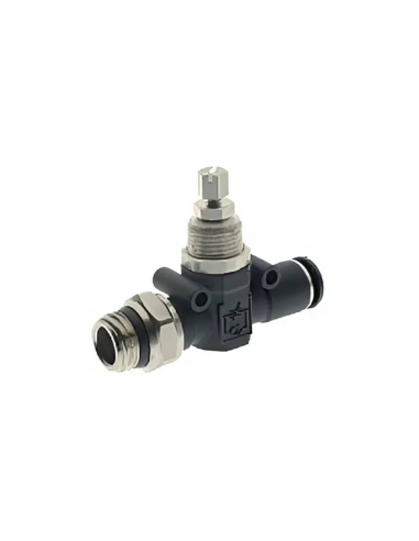 Short 1/8 male unidirectional flow Regulator - 4mm tube for cylinder - Aignep