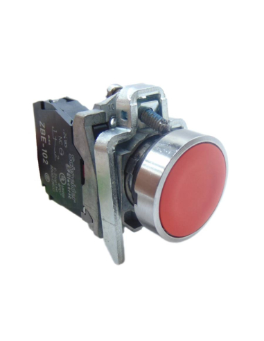 Red metal push button closed contact (NC) - SCHNEIDER