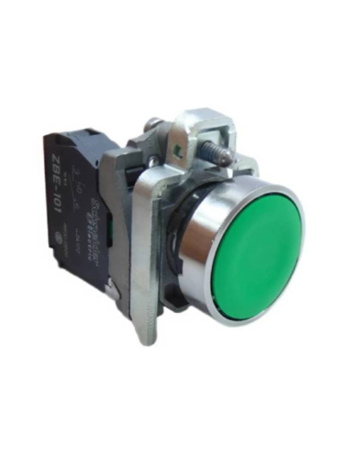 Green metal push button open contact (NO) - SCHNEIDER