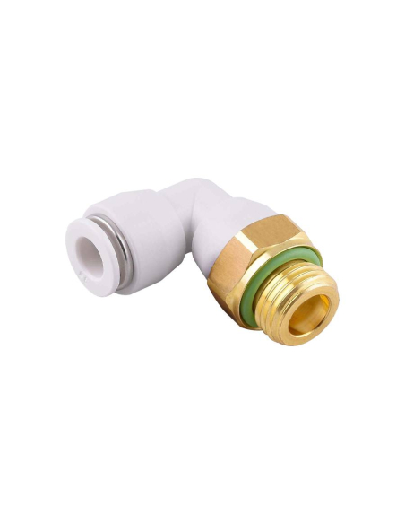 Adjustable elbow fitting, male cylindrical, M5, 4mm tube, for food and drinking water use, Series 53000 FOOD - Aignep | ADAJUSA