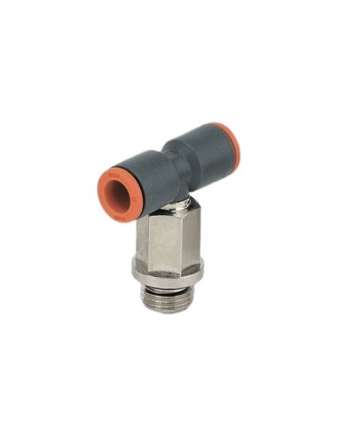 T-piece swivel with extended central thread M5 tube 4mm technopolymer - Metal Work
